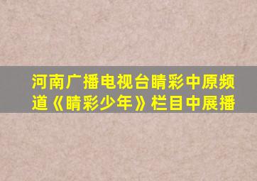 河南广播电视台睛彩中原频道《睛彩少年》栏目中展播