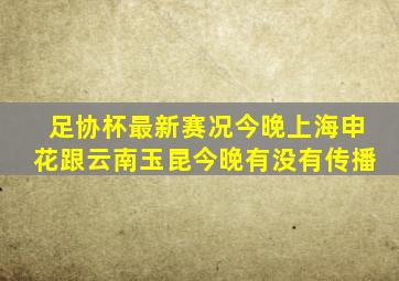 足协杯最新赛况今晚上海申花跟云南玉昆今晚有没有传播